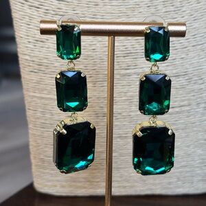 Source Unknown Emerald and Gold Geometric Earrings